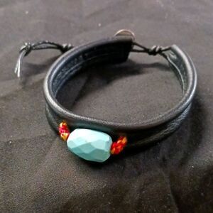 Chan Luu Leather W Blue Stone Bracelet.